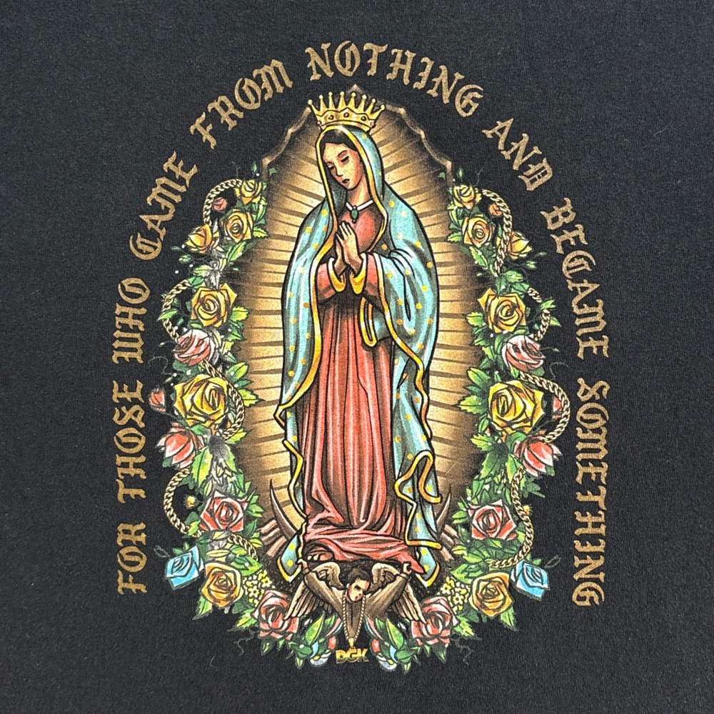 Retro DGK Graphic T-Shirt Rose and Virgin Mary Black Men's Streetwear Skate - Picture 3 of 8